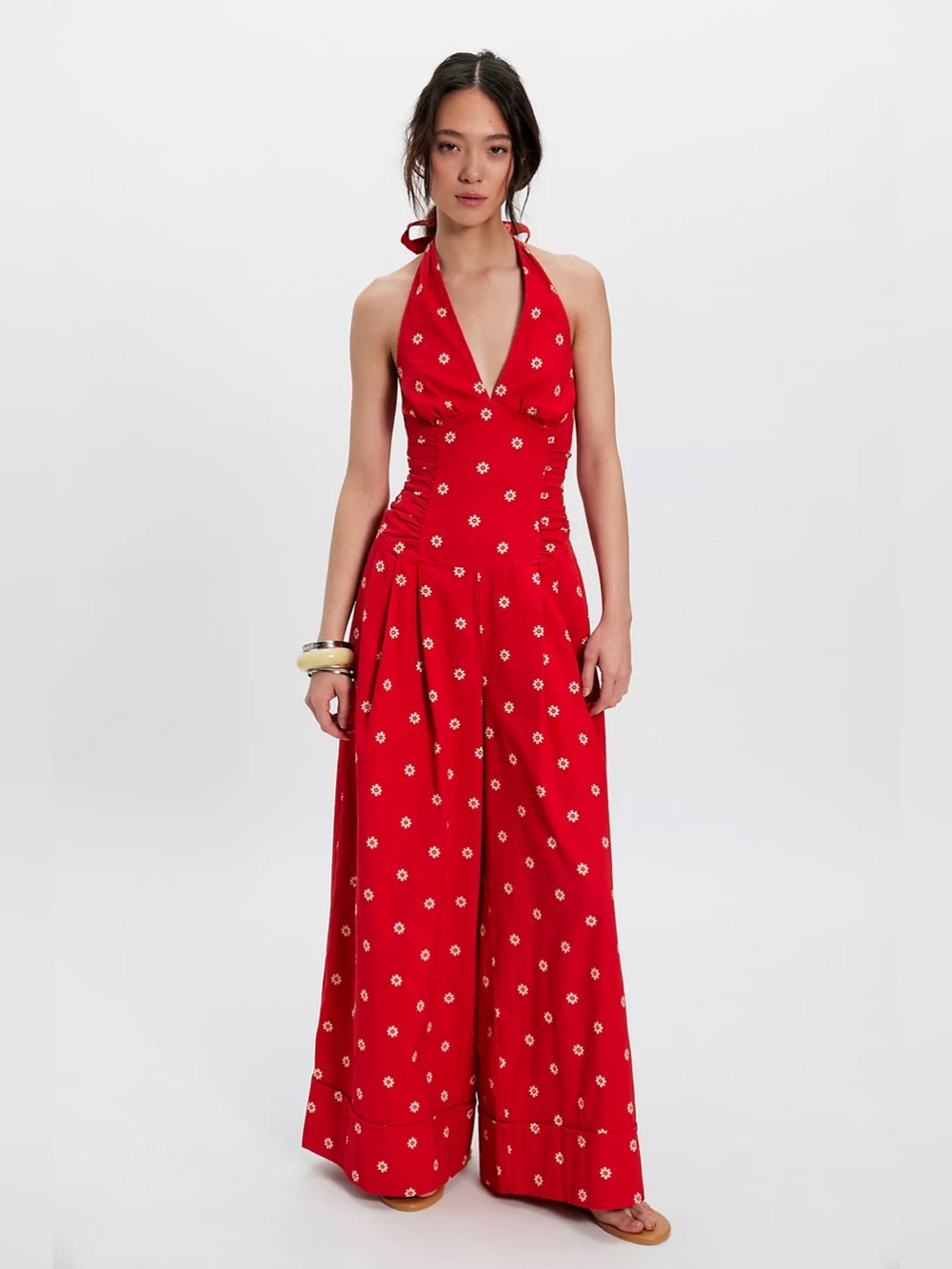 NWT Free People Move Along One Piece Halter Jumpsuit Floral
